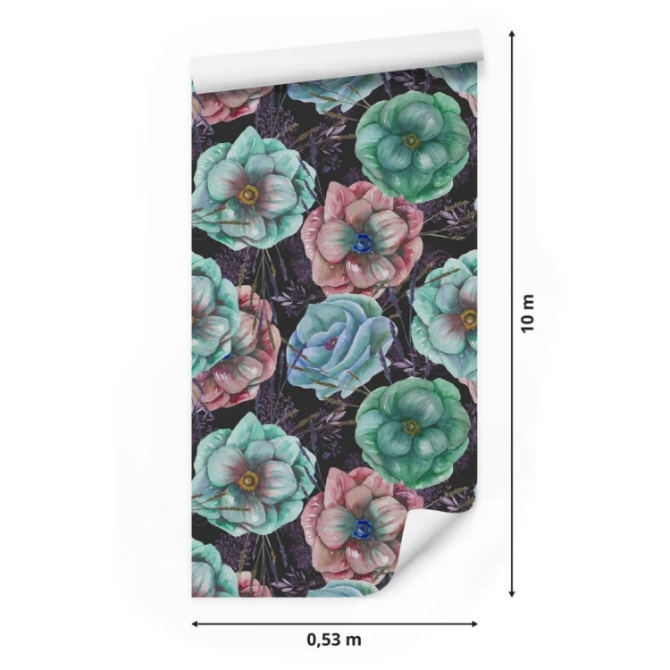 Tapeta Kolorowe Zawilce Malowane Akwarelą