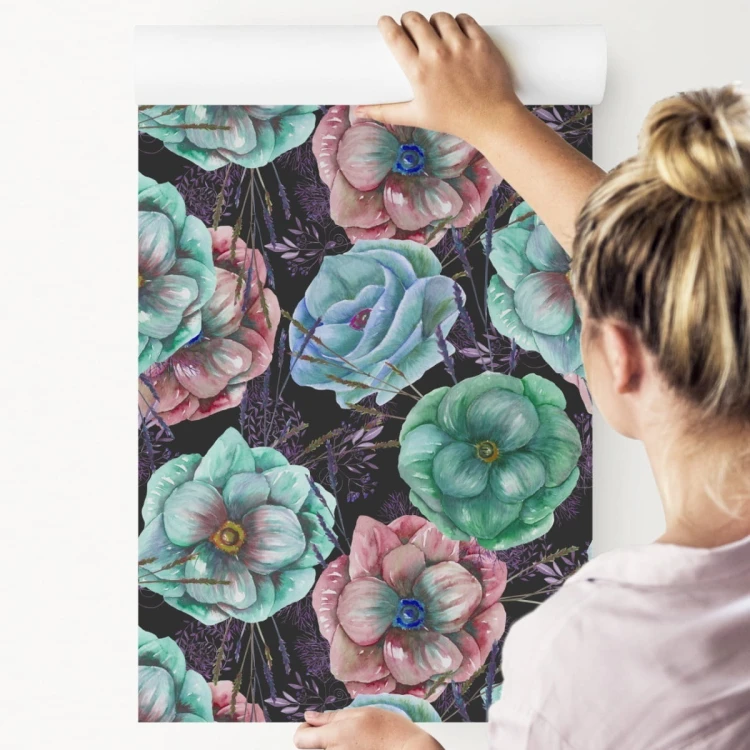 Tapeta Kolorowe Zawilce Malowane Akwarelą