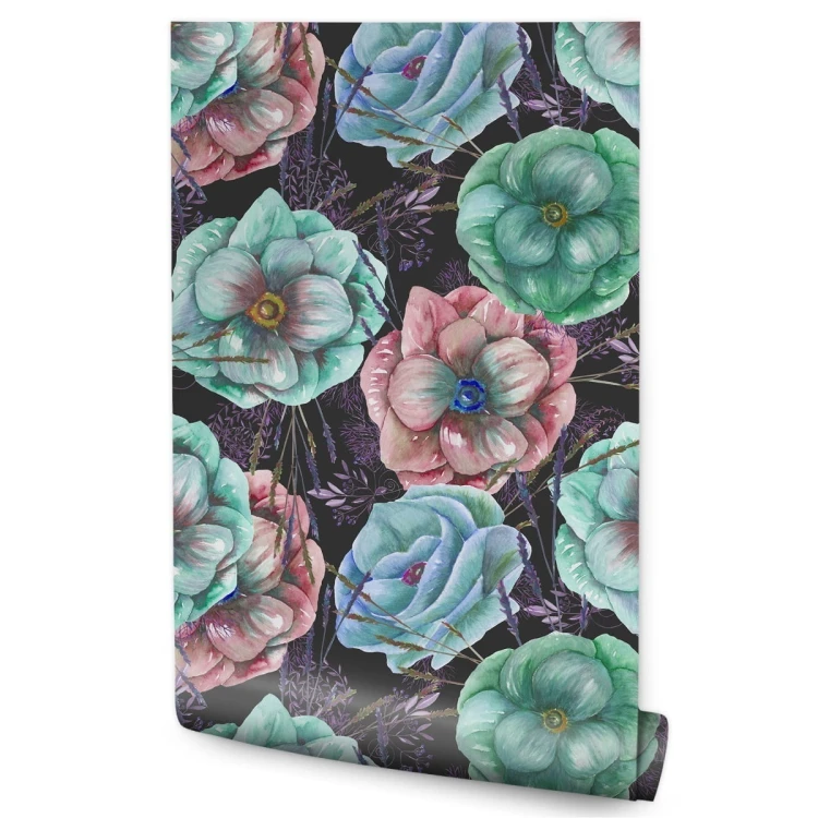 Tapeta Kolorowe Zawilce Malowane Akwarelą