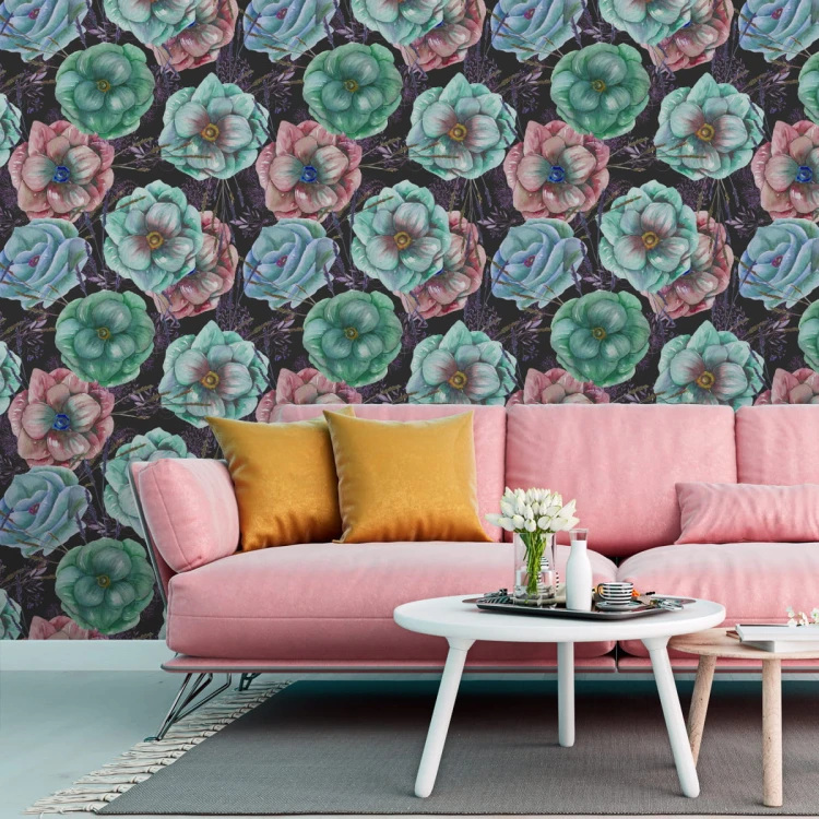 Tapeta Kolorowe Zawilce Malowane Akwarelą