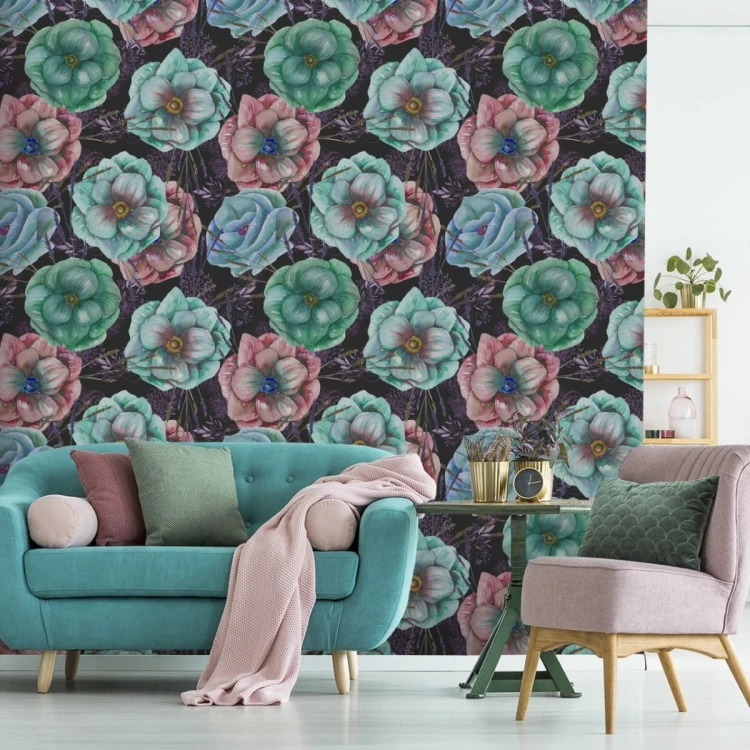 Tapeta Kolorowe Zawilce Malowane Akwarelą