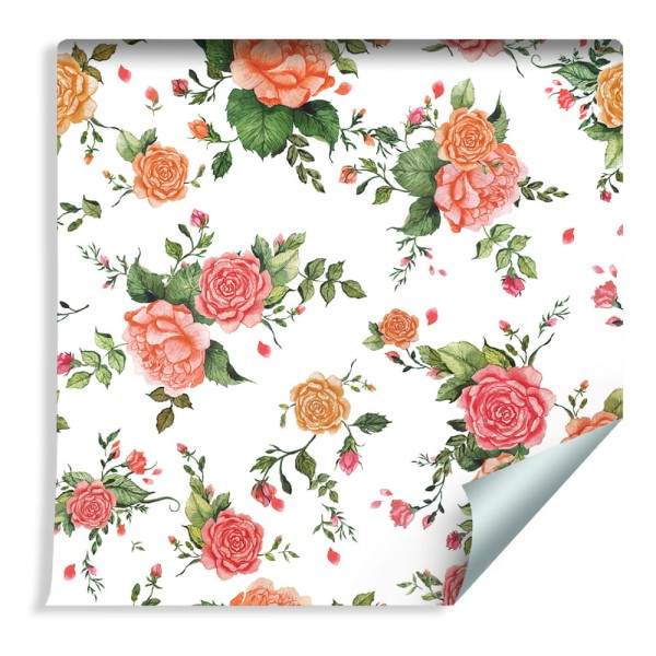 Tapeta Kolorowe Róże - Akwarela
