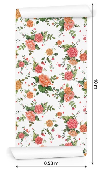 Tapeta Kolorowe Róże - Akwarela