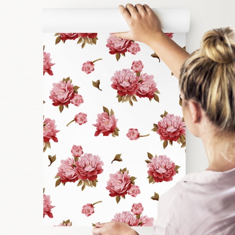 Tapeta Kolorowe Peonie - Akwarela
