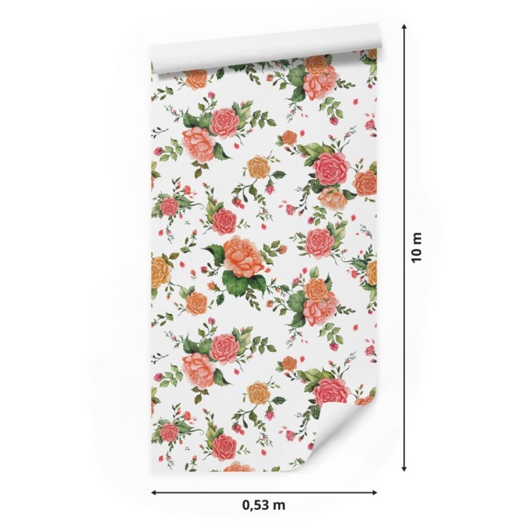 Tapeta Kolorowe Róże - Akwarela