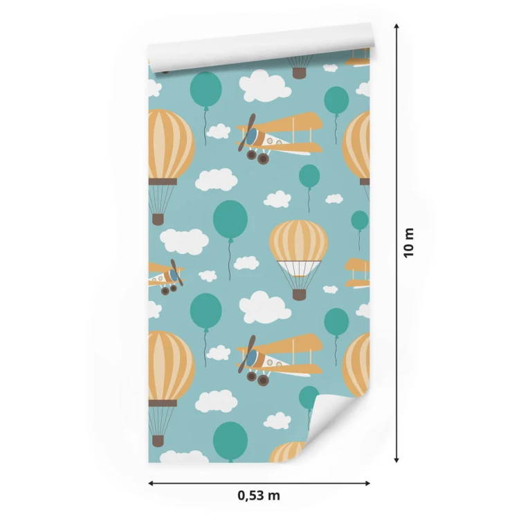 Tapeta Dla Dzieci Balony, Chmurki, Samoloty, Niebo
