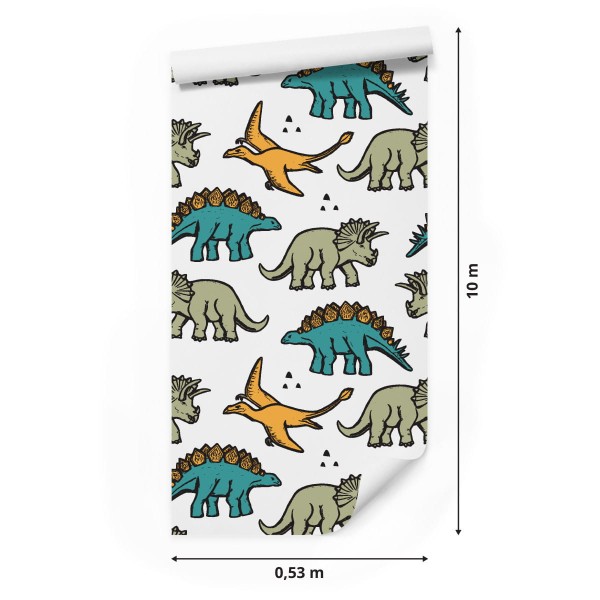 Tapeta W Kolorowe Dinozaury, Dla Dzieci