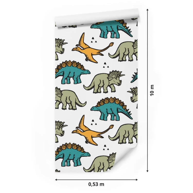 Tapeta W Kolorowe Dinozaury, Dla Dzieci