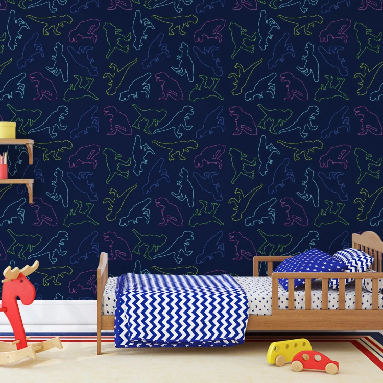 Tapeta W Kolorowe Dinozaury, Do Pokoju Dziecka