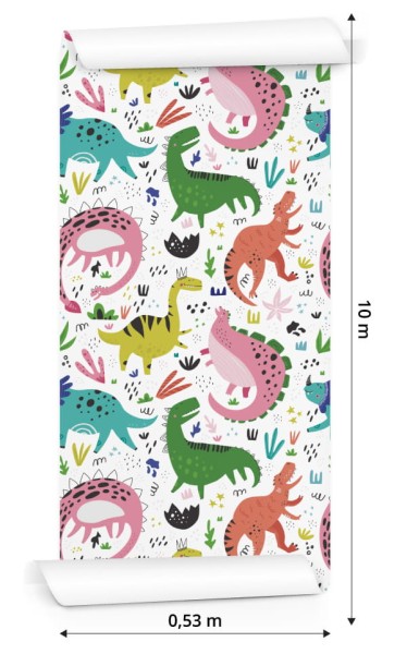 Tapeta Dla Dzieci - Kolorowe Dinozaury