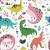 Tapeta Dla Dzieci - Kolorowe Dinozaury