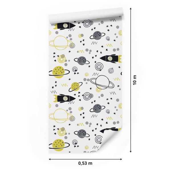 Tapeta Kosmos Rakiety Planety Do Pokoju Dziecka