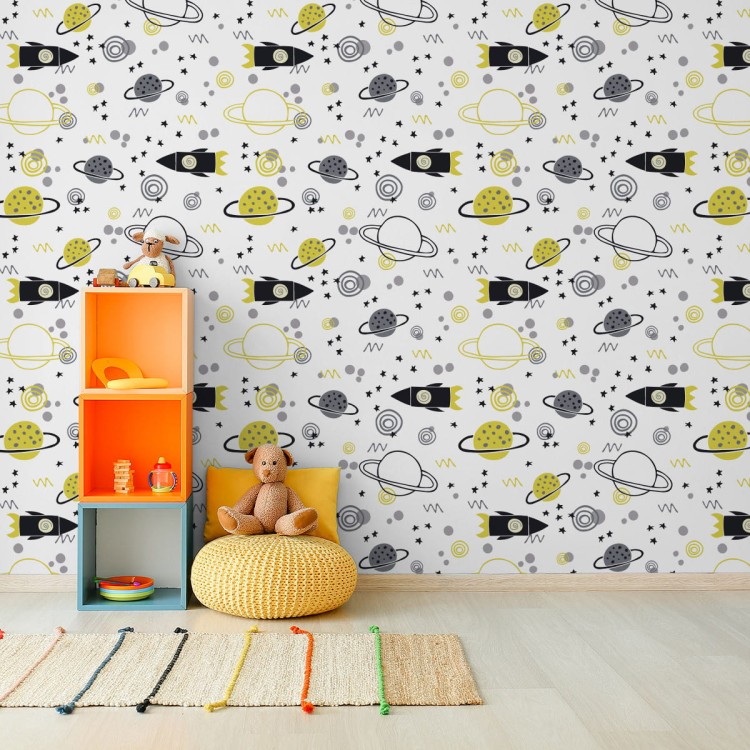 Tapeta Kosmos Rakiety Planety Do Pokoju Dziecka