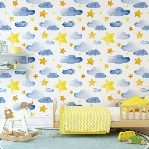 Tapeta Dla Dzieci – Gwiazdki I Chmurki