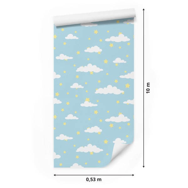 Tapeta Dla Dzieci – Gwiazdki I Chmurki