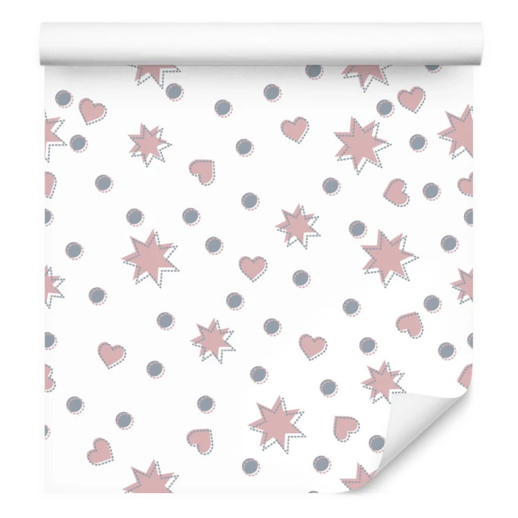 Tapeta Dla Dzieci – Gwiazdki, Serduszka I Kółka