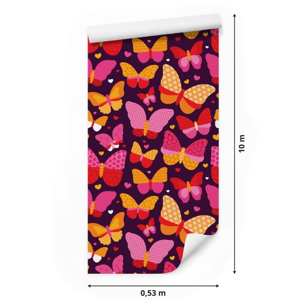 Tapeta Dla Dziewczynek, Kolorowe Motyle, Kropki