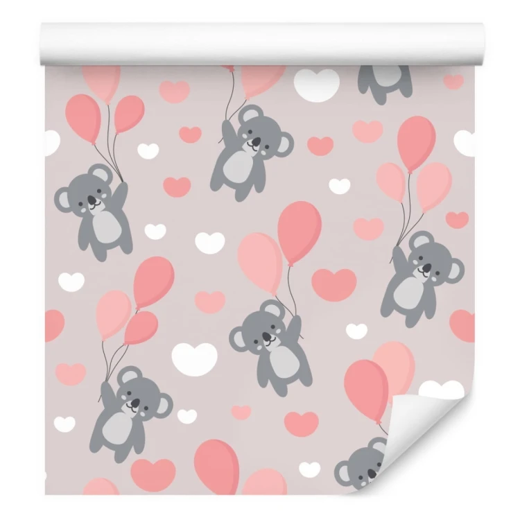Tapeta Dla Dzieci - Misie Koala, Baloniki I Serduszka