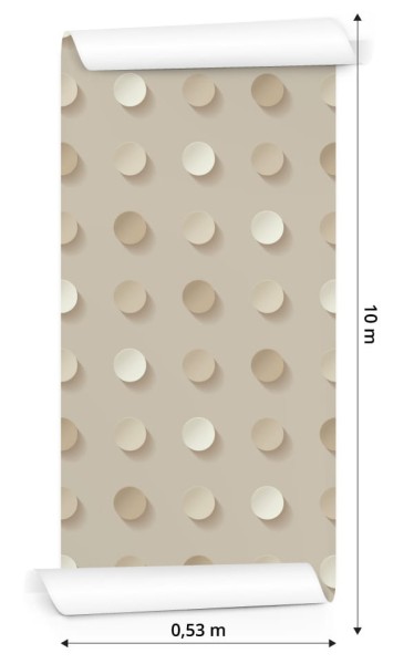 Tapeta Groszki W Odcieniach Beżu - Efekt 3D