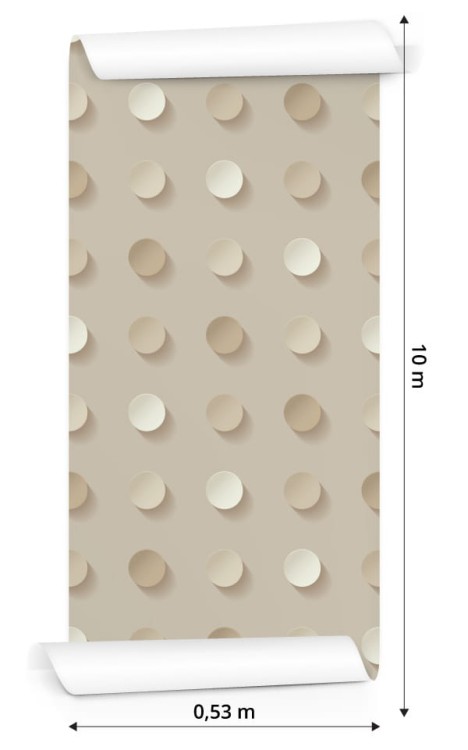 Tapeta Groszki W Odcieniach Beżu - Efekt 3D