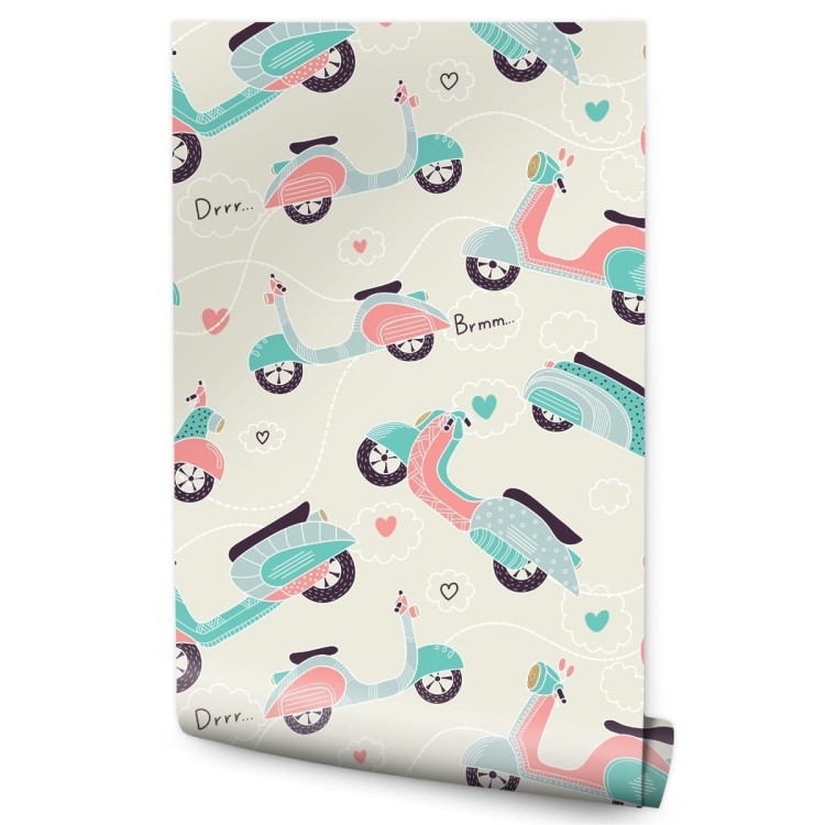 Tapeta Kolorowe Skutery We Wzorki