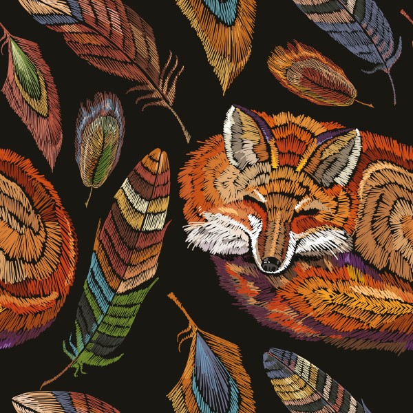 Tapeta Kolorowy Lis Z Piórami