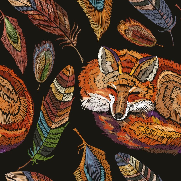 Tapeta Kolorowy Lis Z Piórami