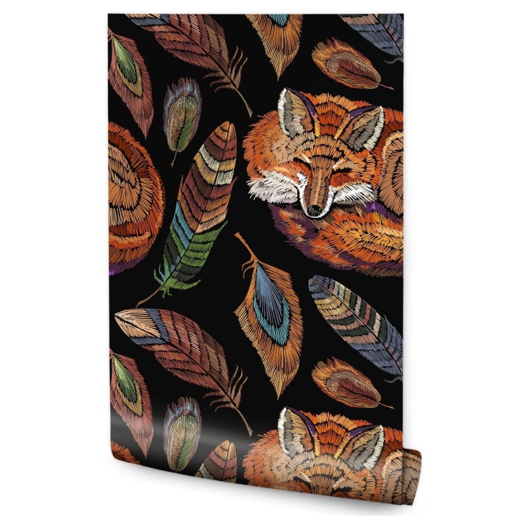 Tapeta Kolorowy Lis Z Piórami