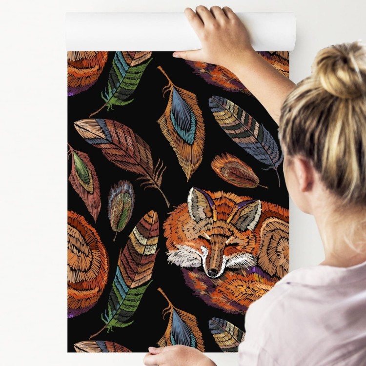 Tapeta Kolorowy Lis Z Piórami