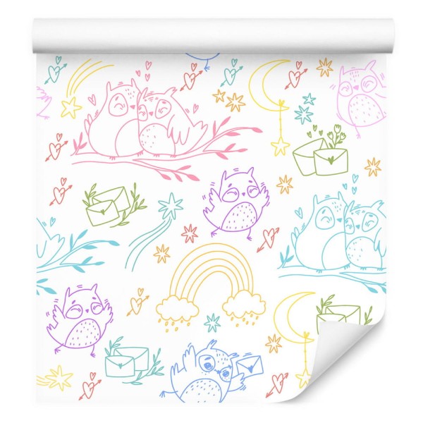 Tapeta Kolorowe Sowy