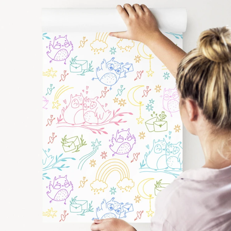 Tapeta Kolorowe Sowy