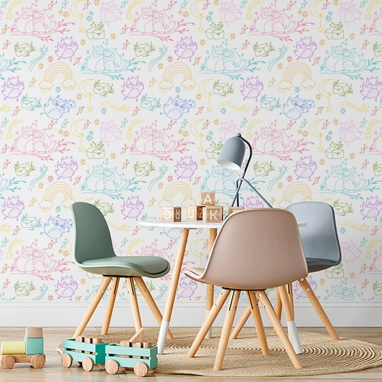 Tapeta Kolorowe Sowy