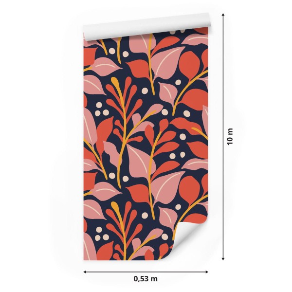 Tapeta Kolorowe Rośliny Styl Retro