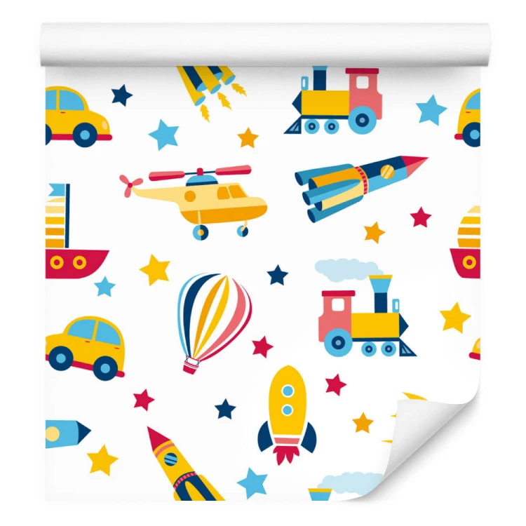 Tapeta Do Pokoju Dziecka Balony, Auta, Helikoptery