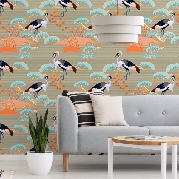 Tapeta Żurawie Wśród Drzew