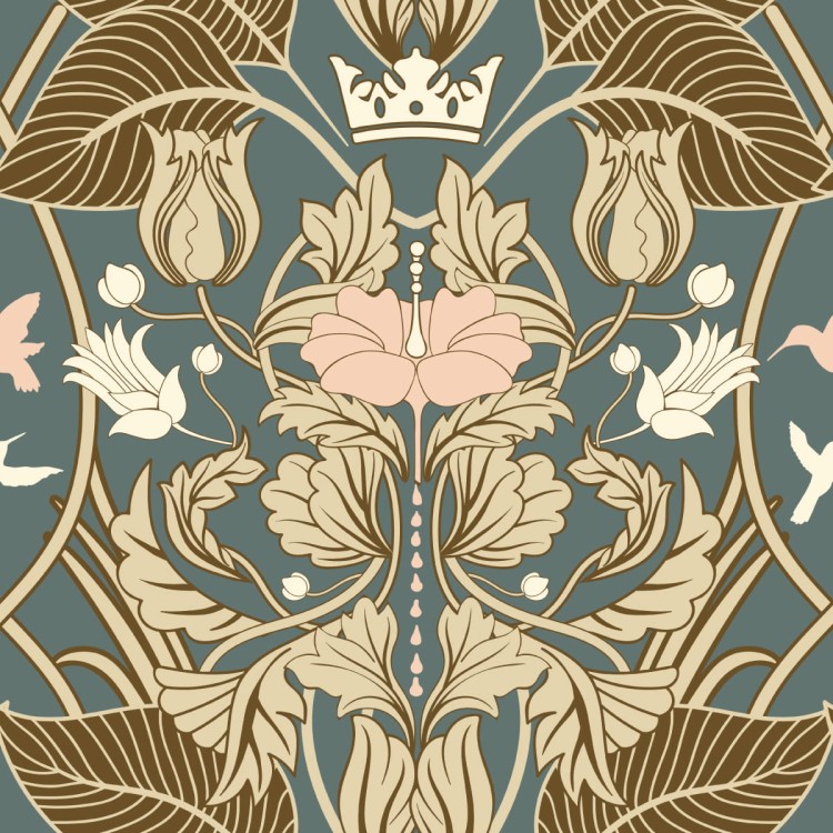Tapeta Roślinne Ornamenty Retro