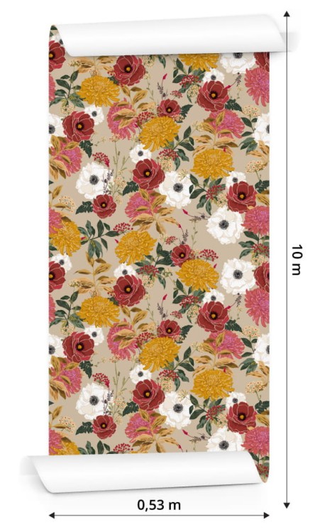 Tapeta Kolorowe Kwiaty W Stylu Retro