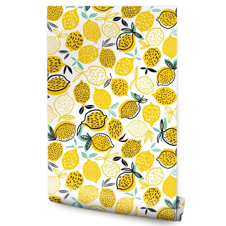 Tapeta Do Kuchni - Cytryny W Stylu Skandynawskim