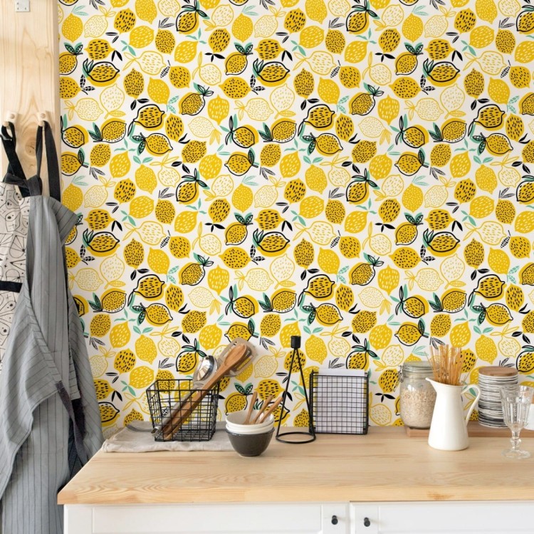 Tapeta Do Kuchni - Cytryny W Stylu Skandynawskim