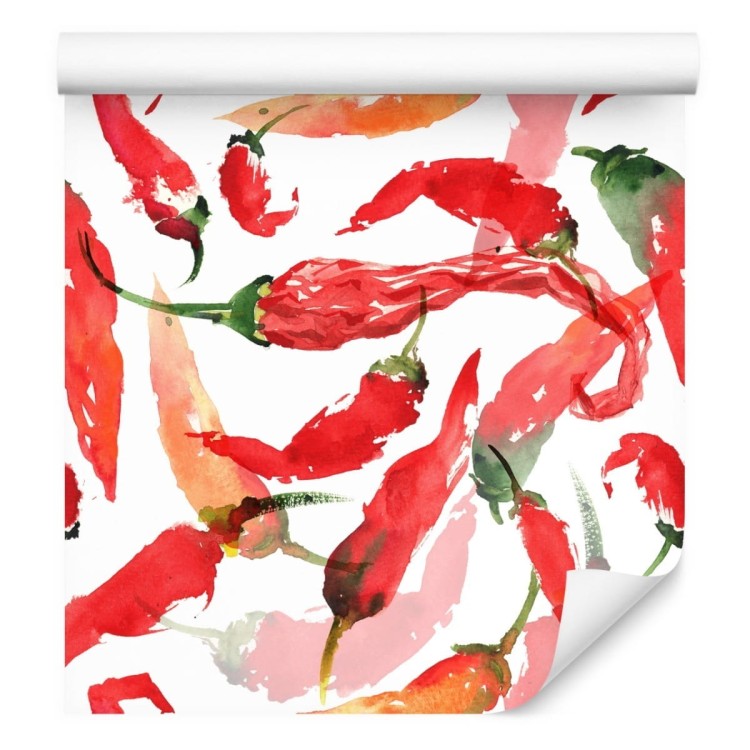Tapeta Do Kuchni - Papryczki Chili Malowane Akwarelą