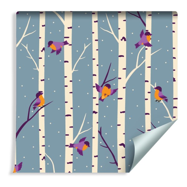 Tapeta Kolorowe Ptaki Wśród Drzew