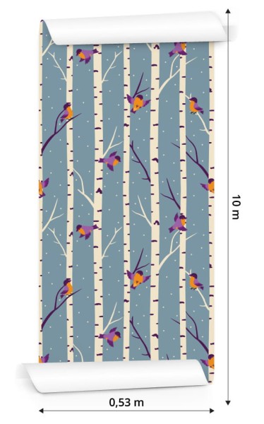 Tapeta Kolorowe Ptaki Wśród Drzew
