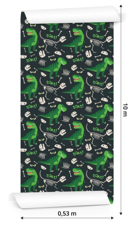 Tapeta Dla Dzieci - Zielone Dinozaury