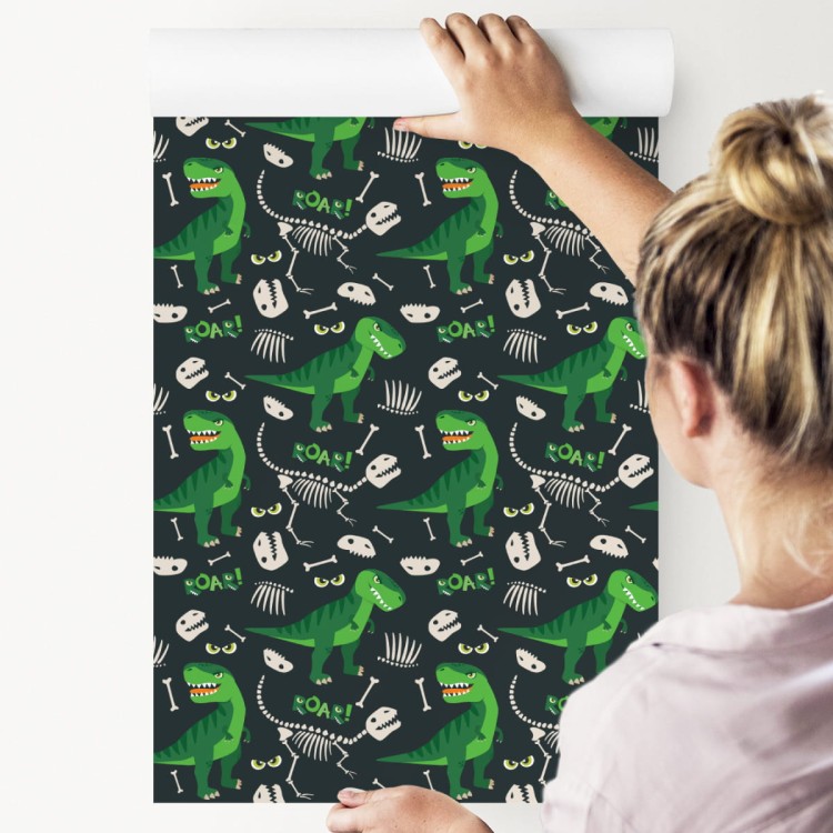 Tapeta Dla Dzieci - Zielone Dinozaury