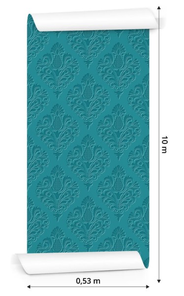 Tapeta Turkusowe Ornamenty - Efekt 3D