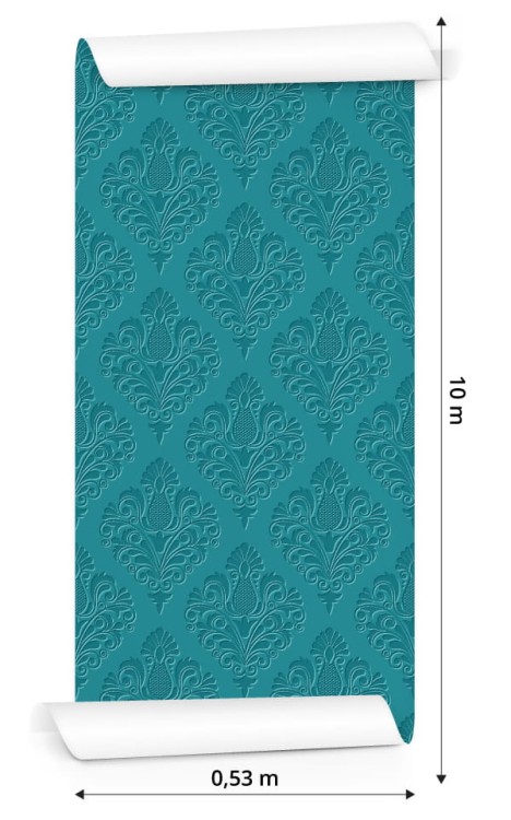 Tapeta Turkusowe Ornamenty - Efekt 3D