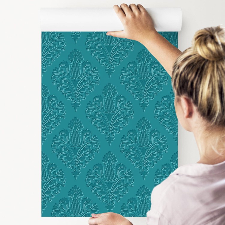 Tapeta Turkusowe Ornamenty - Efekt 3D