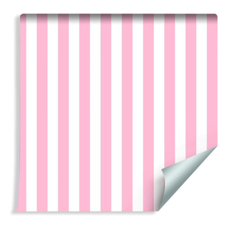 Tapeta Biało-Różowe Pionowe Paski