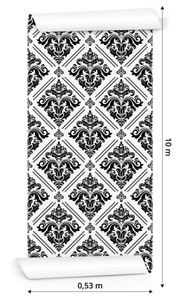 Tapeta Klasyczne Czarno-Białe Ornamenty