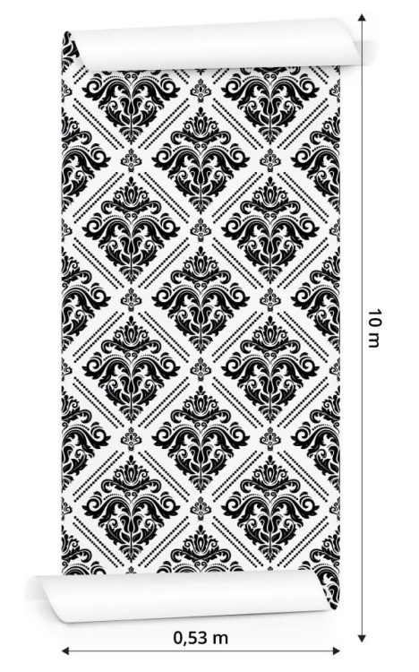 Tapeta Klasyczne Czarno-Białe Ornamenty
